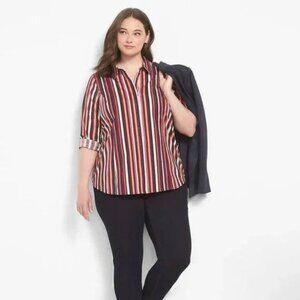 Lane Bryant stripes plus size button front blouse